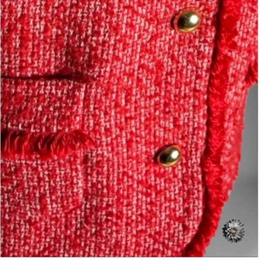 LKNW Red Tweed Fringe Blazer Jacket by Talbots Size  Beautiful 10 P - Picture 6 of 9